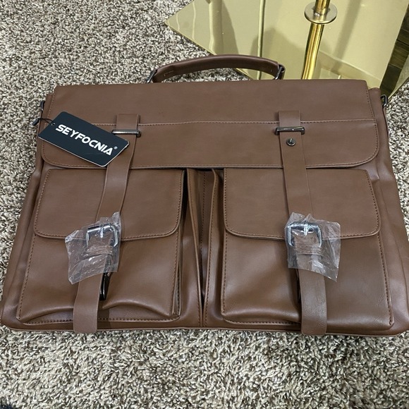 SEYFOCNIA‎ Large Leather Messenger Bag New with Tags! - Picture 1 of 5